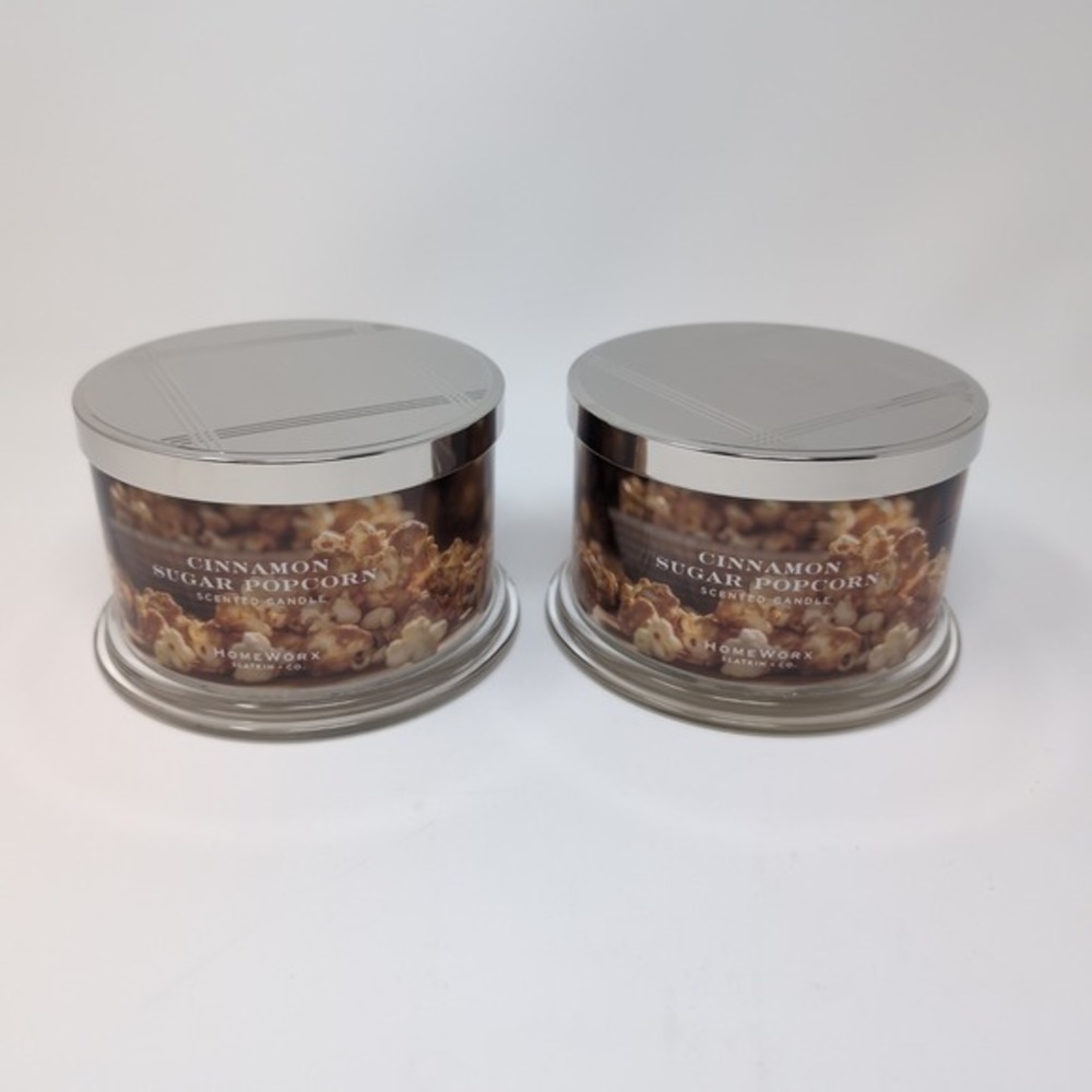 Homeworx by Slatkin Co Cinnamon Sugar Popcorn Scented Candle 18oz Two Pack - Picture 2 of 6